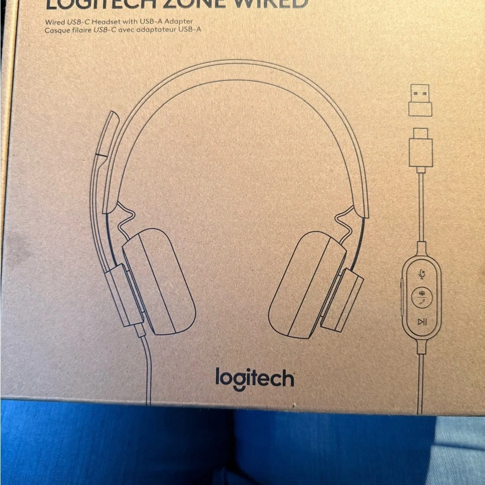Logitech Zone Wired Headset in Brown Packaging